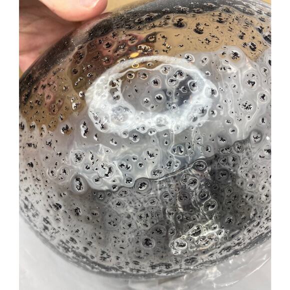 Hand Blown Hanging Light Pendant Dimpled Glass Brushed Nickel Finish Casamotion - Picture 6 of 16